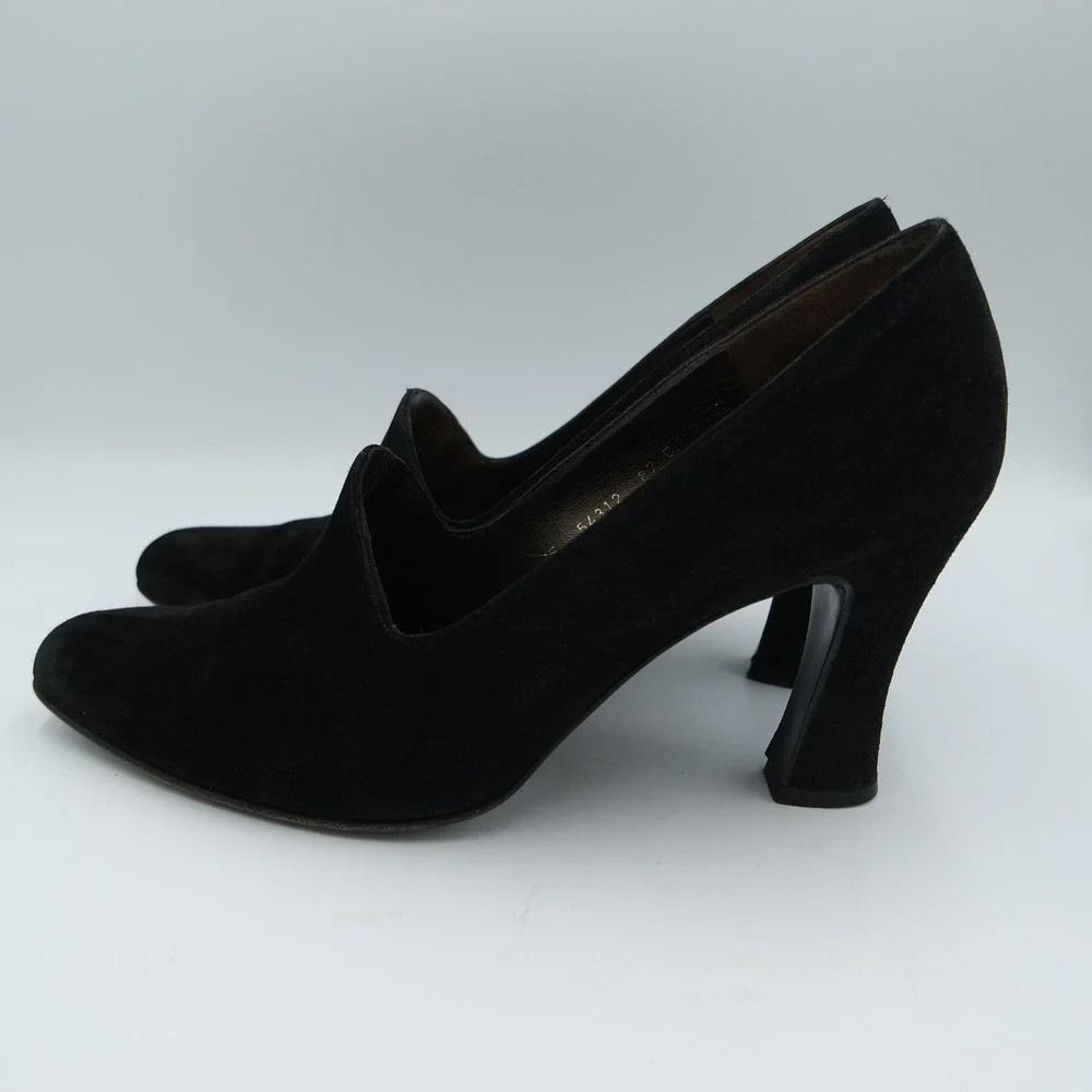 Vintage Salvatore Ferragamo Black Suede Pumps Made in Italy Womens Size US 9C